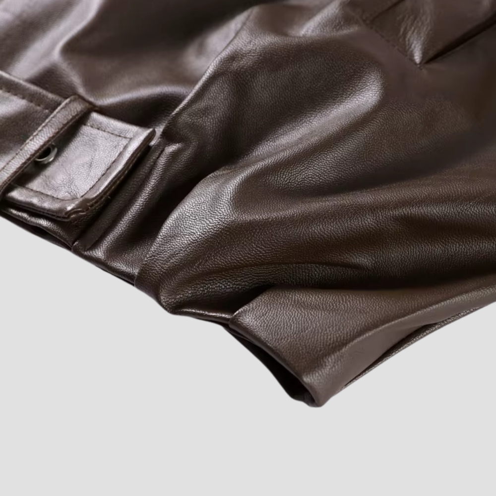 Badhie | Women’s Oversized Belted Faux-Leather Zip Jacket