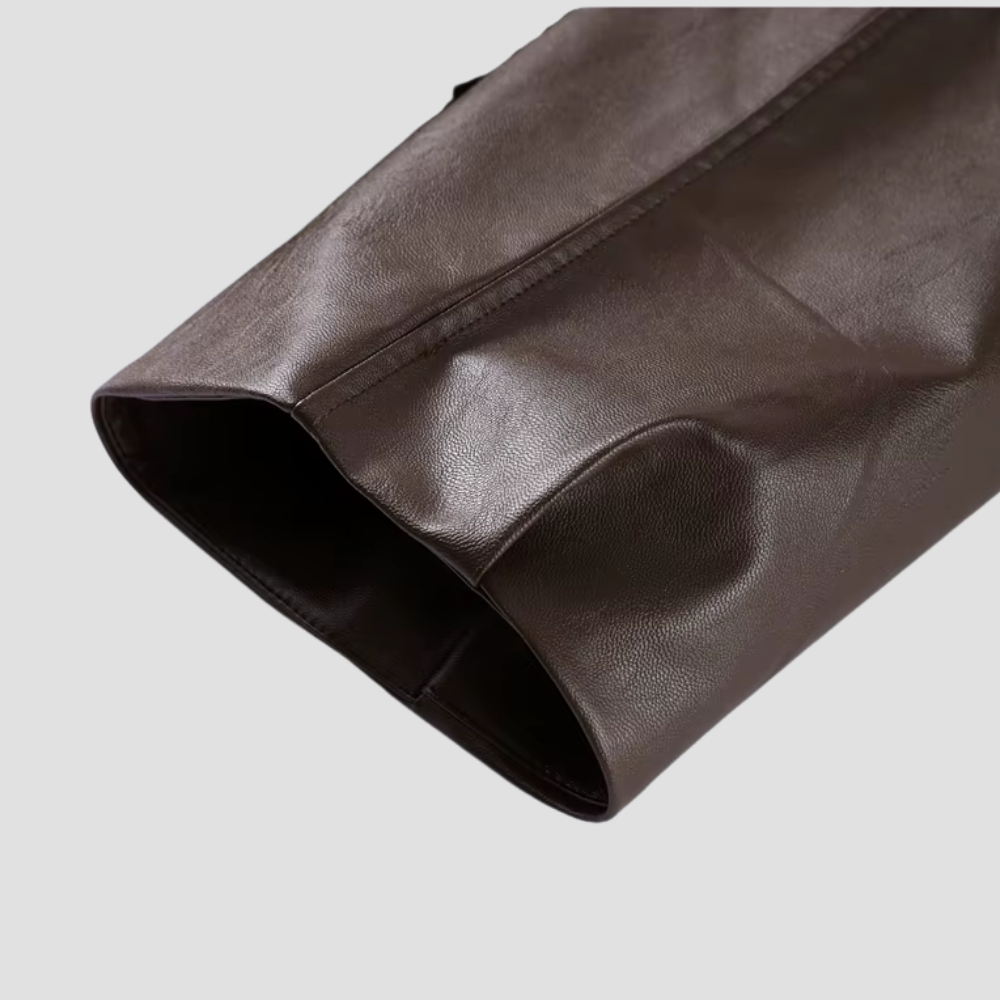 Badhie | Women’s Oversized Belted Faux-Leather Zip Jacket