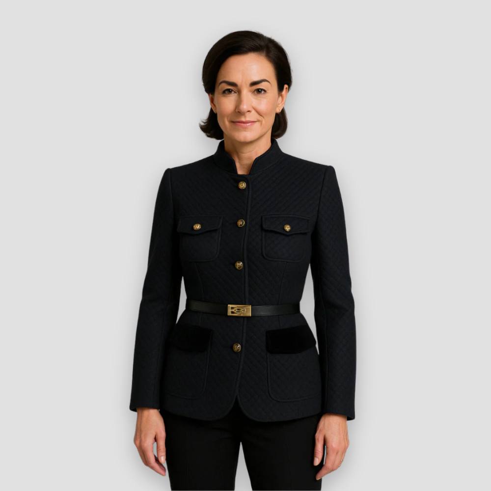 Badhie | Women’s Elegant Quilted Belted Blazer