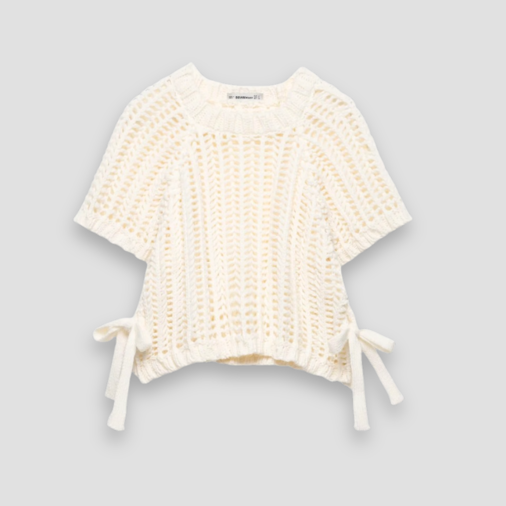 Badhie | Women’s Side Tie Crochet Knit Tee