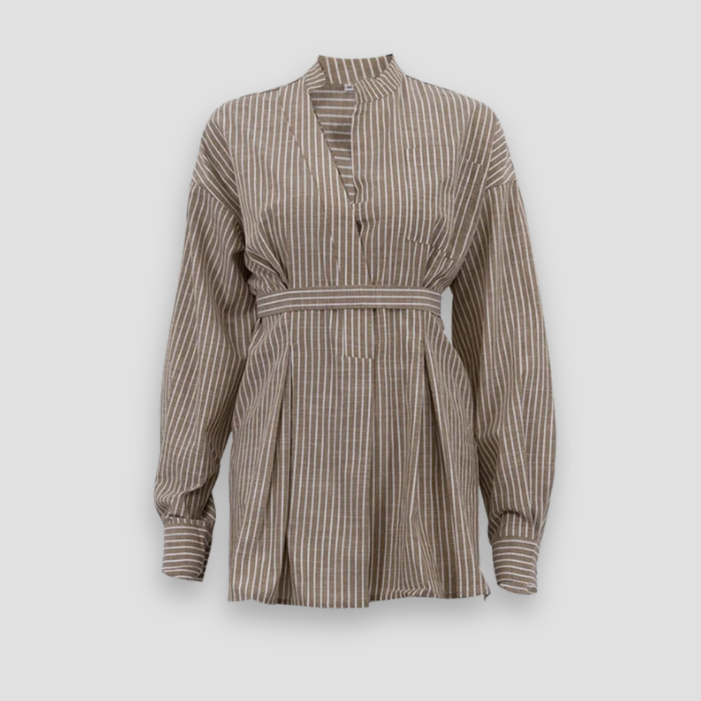 Badhie | Women's Striped Tie-Waist Blouse
