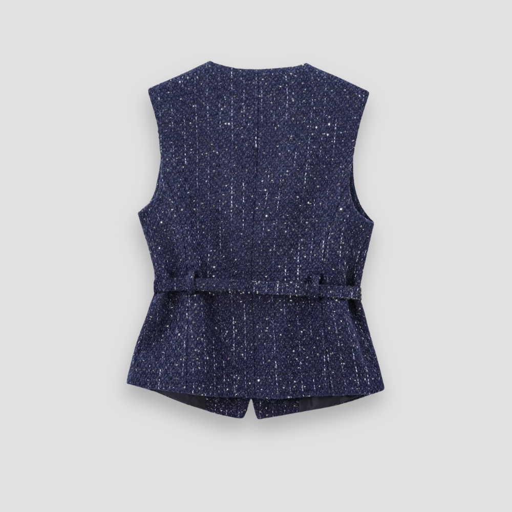 Badhie | Women's Tweed Belted Sleeveless Vest