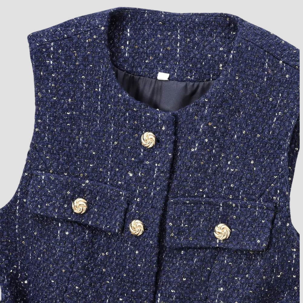 Badhie | Women's Tweed Belted Sleeveless Vest