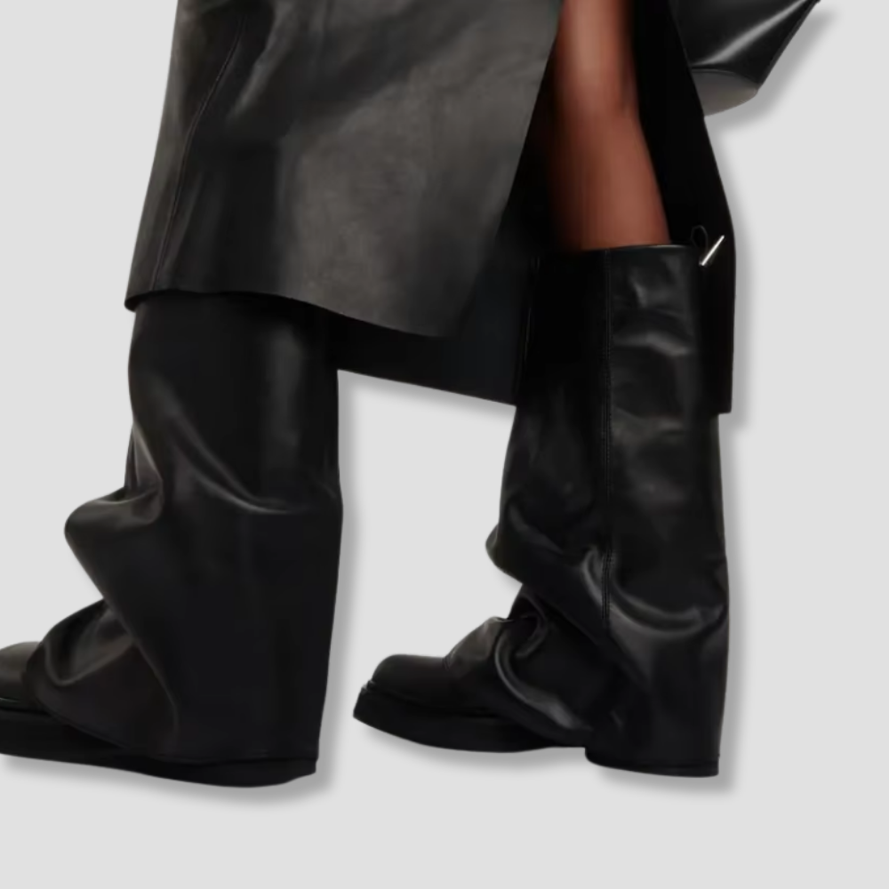 Badhie | Women’s Slouch Vegan Leather Mid-Calf Boots