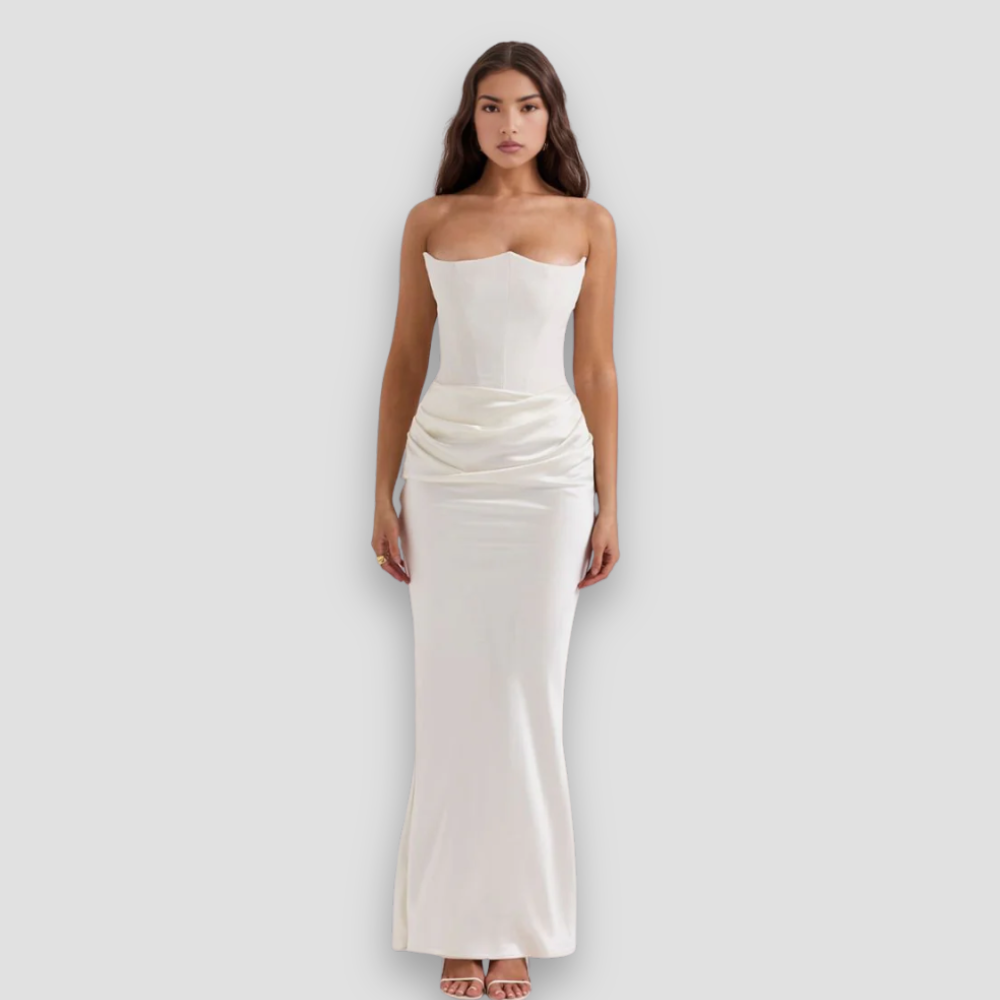 Badhie | Women’s Maxi Dress Satin Corset Drape Gown