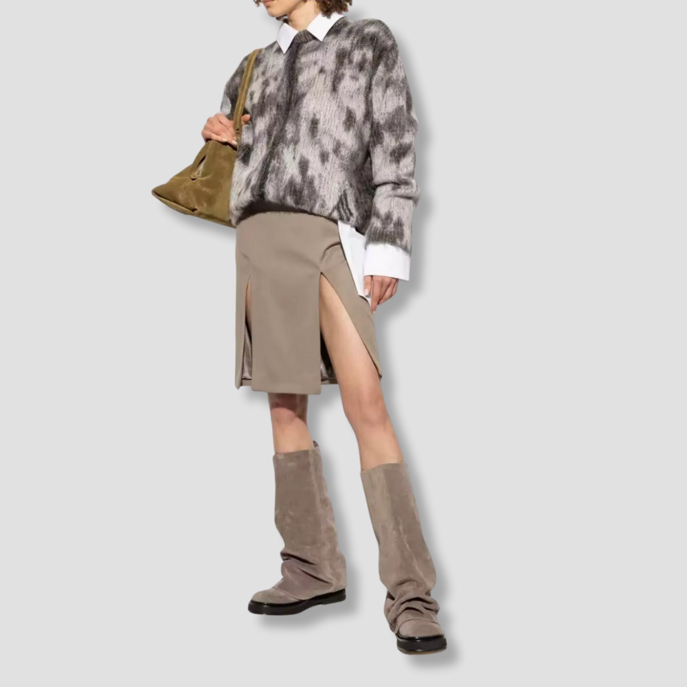 Badhie | Women’s Slouch Vegan Leather Mid-Calf Boots