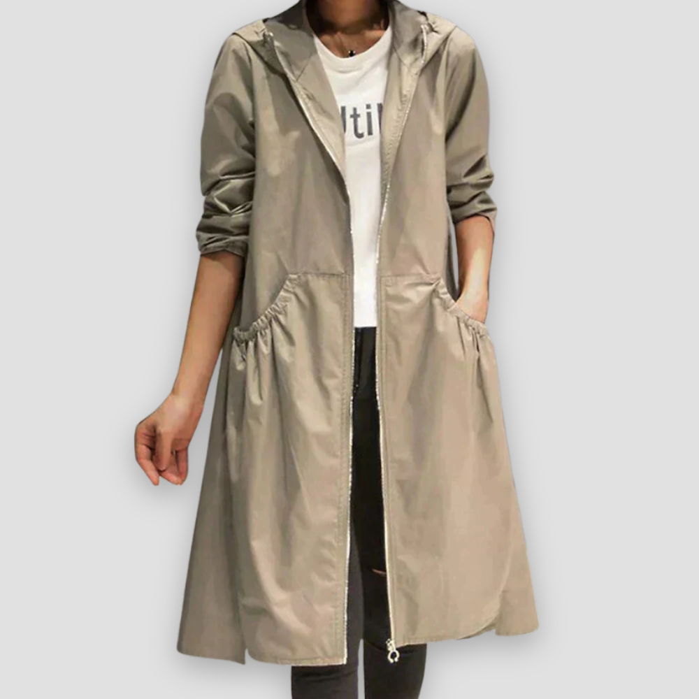 Badhie | Women’s Waterproof Lightweight Hooded Longline Windbreaker Rain Jacket
