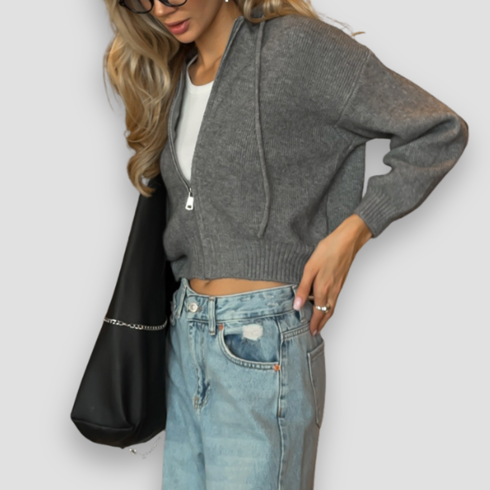 Badhie | Women’s Knit Zip-Up Hoodie Cardigan