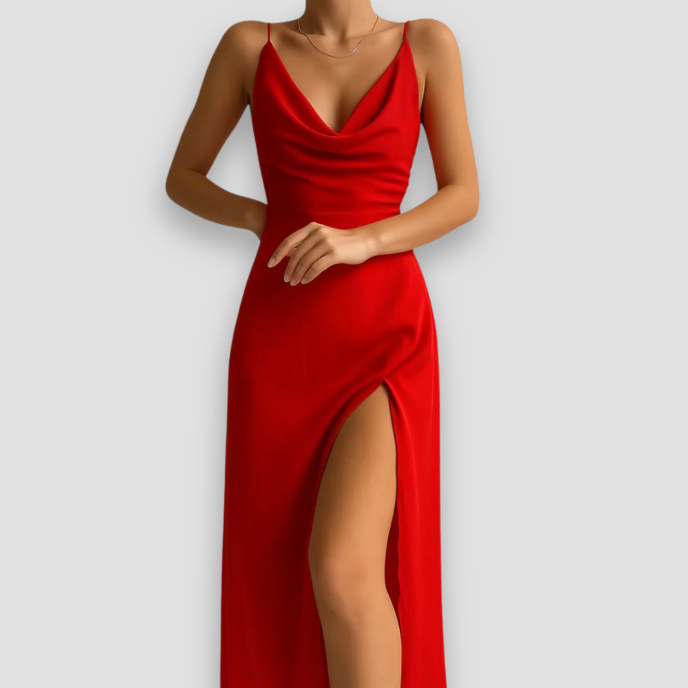 Badhie | Women’s Elegant V-Neck Evening Maxi Dress