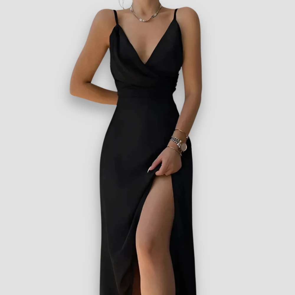 Badhie | Women’s Elegant V-Neck Evening Maxi Dress