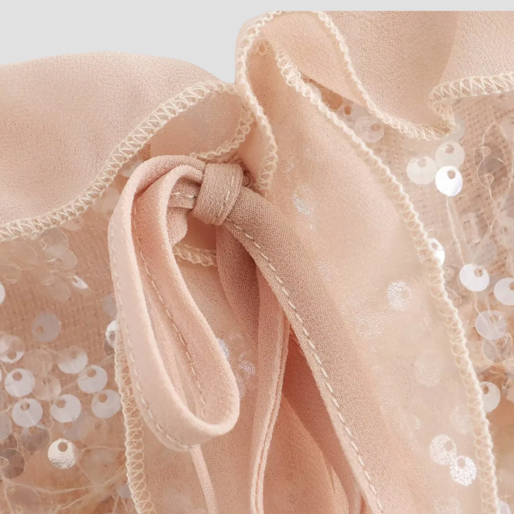 Badhie | Women's Champagne Glitter Sequin Chiffon Camisole