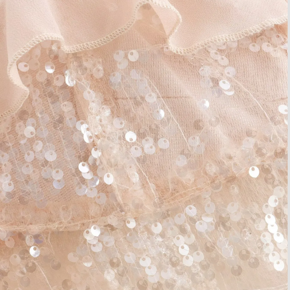 Badhie | Women's Champagne Glitter Sequin Chiffon Camisole