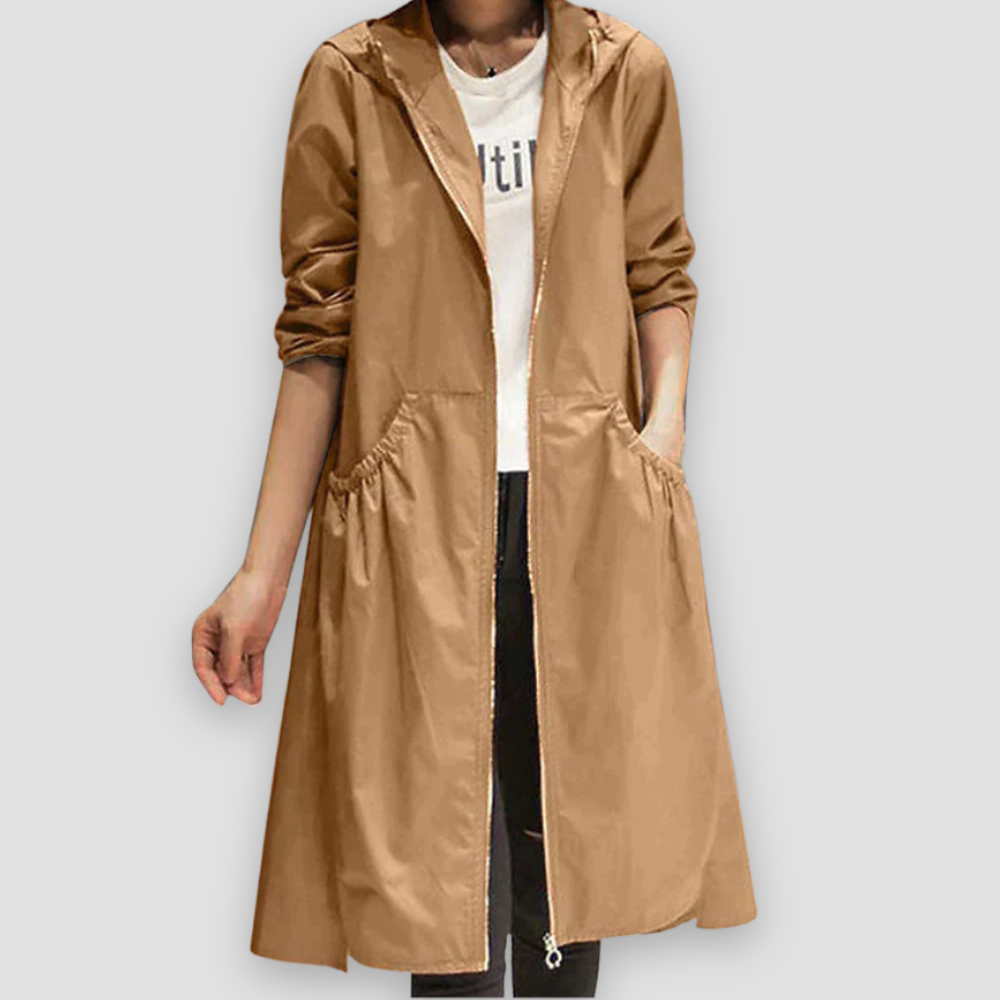 Badhie | Women’s Waterproof Lightweight Hooded Longline Windbreaker Rain Jacket
