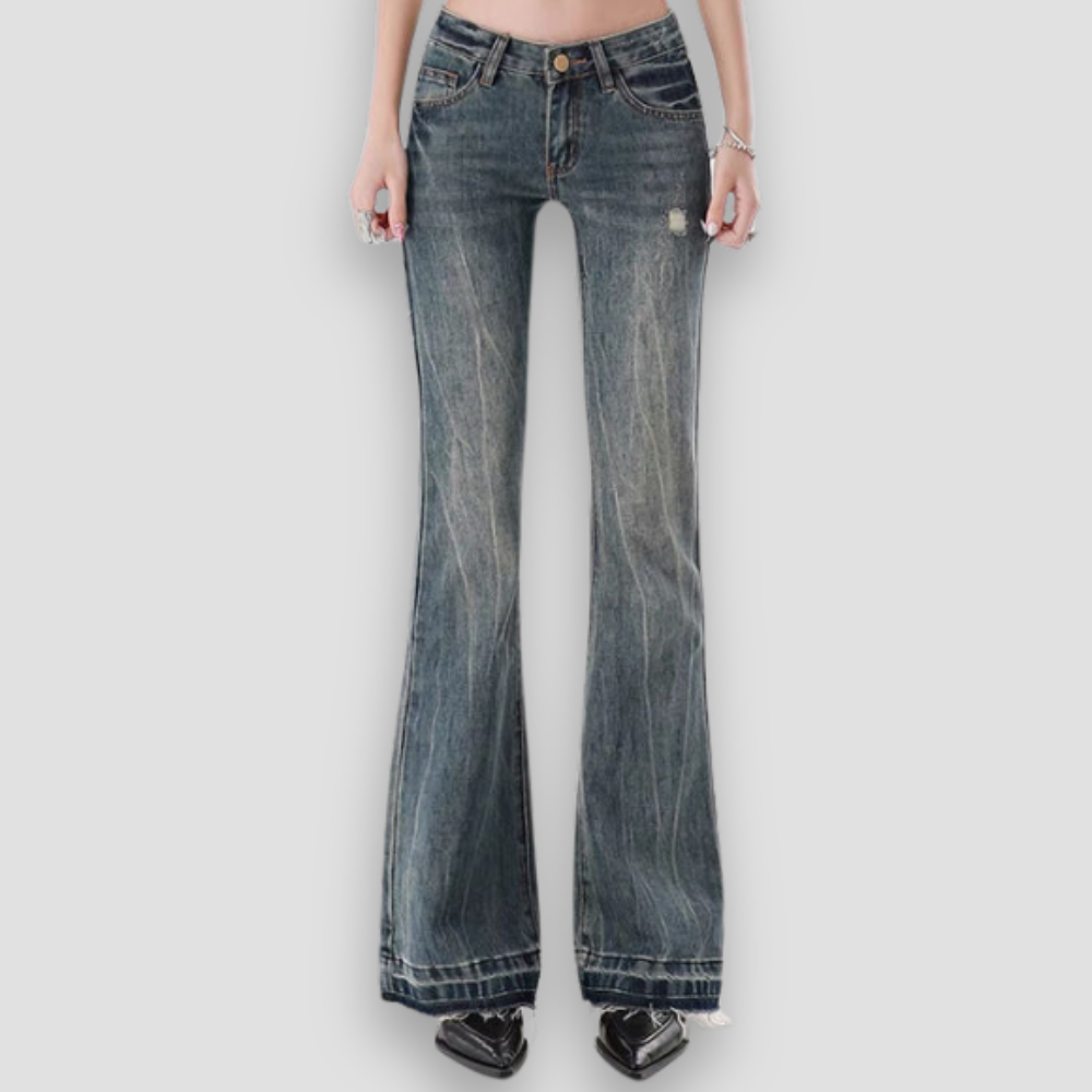 Badhie | Women's Low Waist Denim Slim Fit Flare Jeans