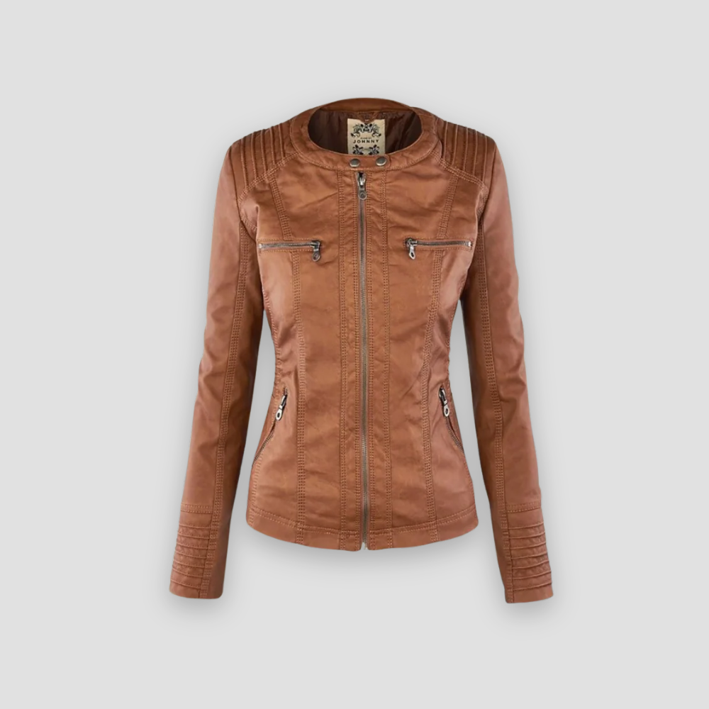 Badhie | Women’s Leather Moto Jacket with Removable Hood