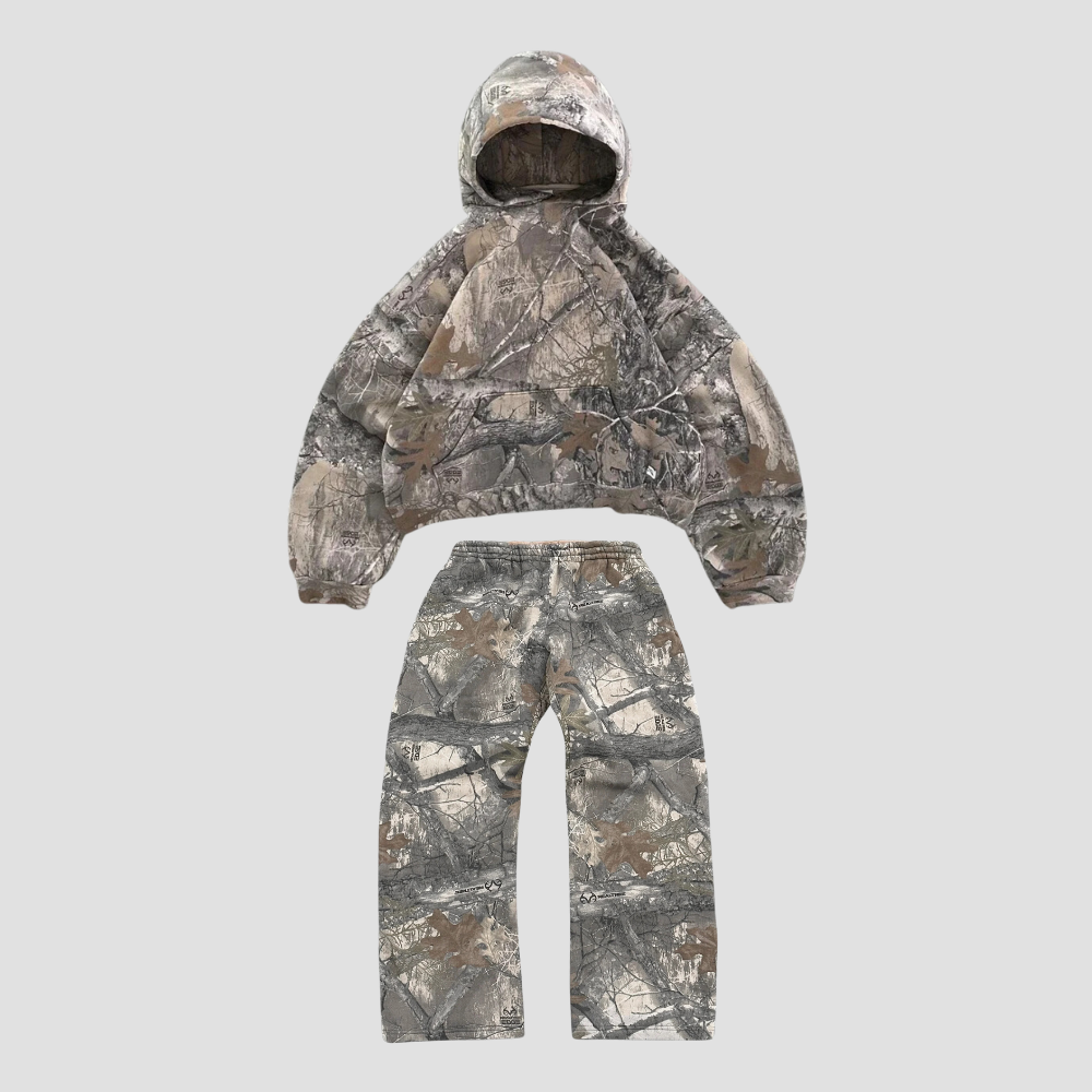 Badhie | Women's Camouflage Hoodie Loose Sweatpants Two-Piece Set