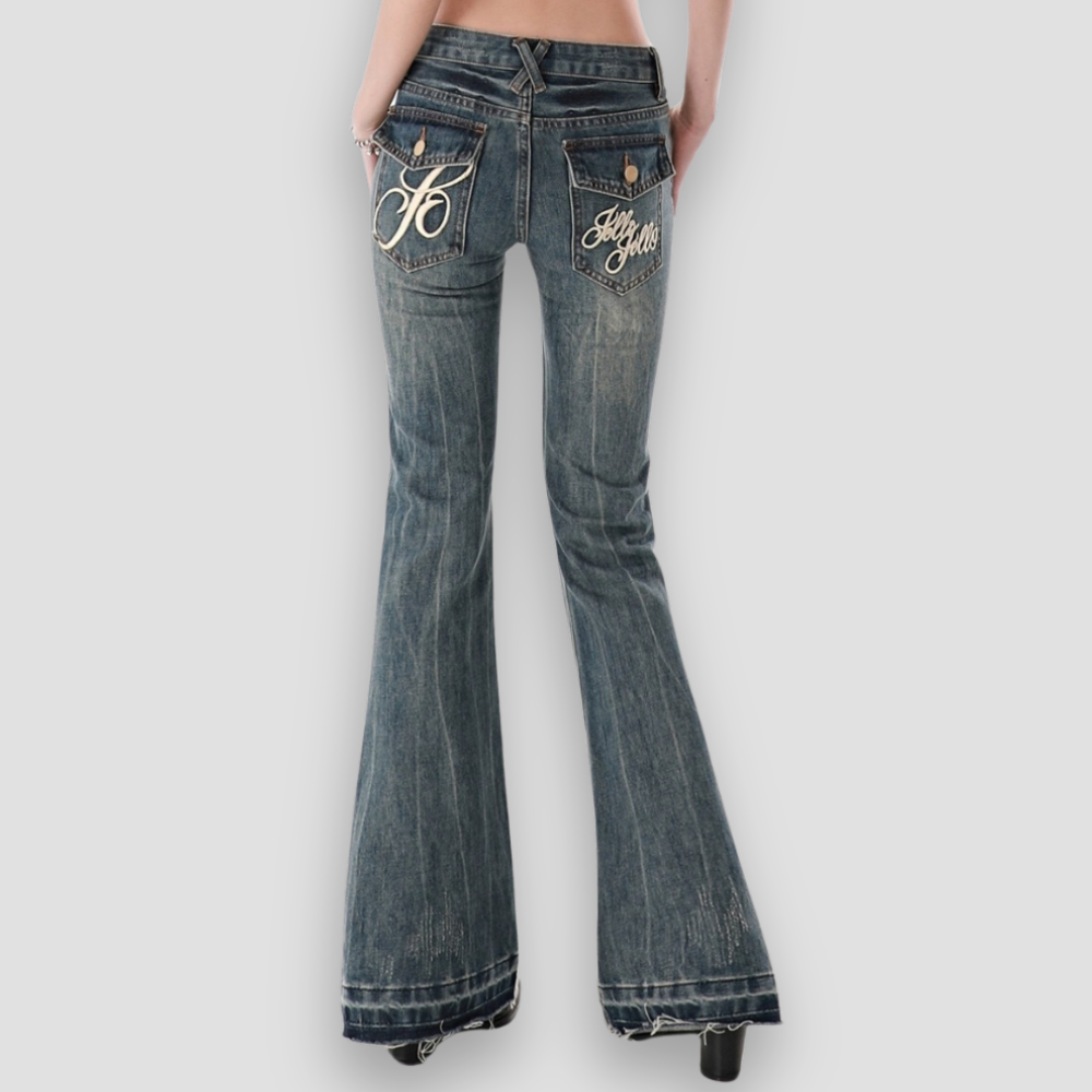Badhie | Women's Low Waist Denim Slim Fit Flare Jeans