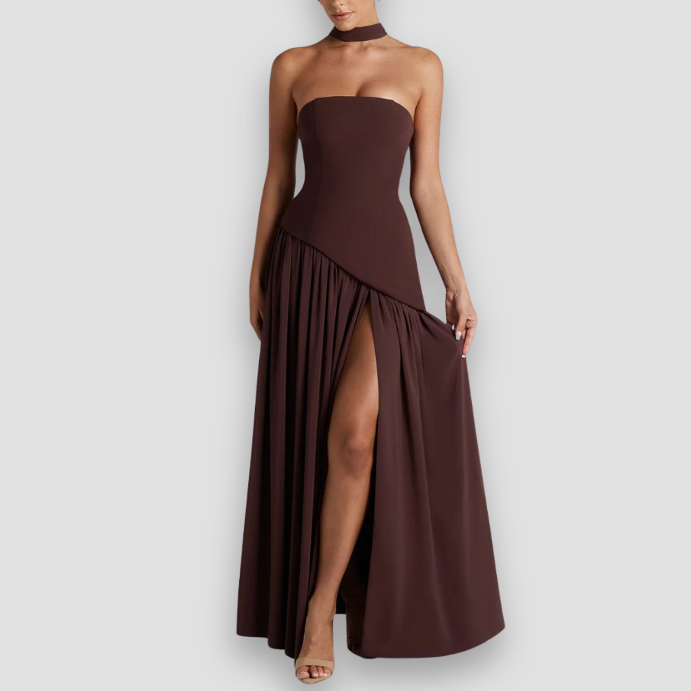 Badhie | Women’s Party Strapless Asymmetric Night Maxi Gown