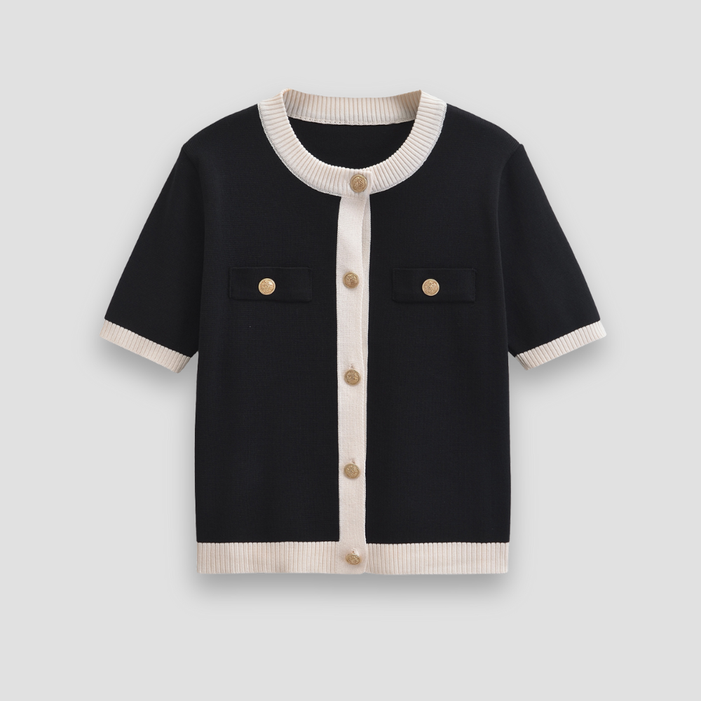 Badhie | Women’s Contrast Trim Short Sleeve Cardigan