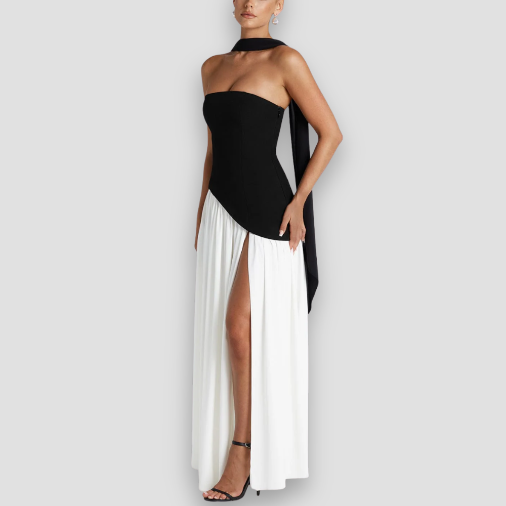 Badhie | Women’s Party Strapless Asymmetric Night Maxi Gown