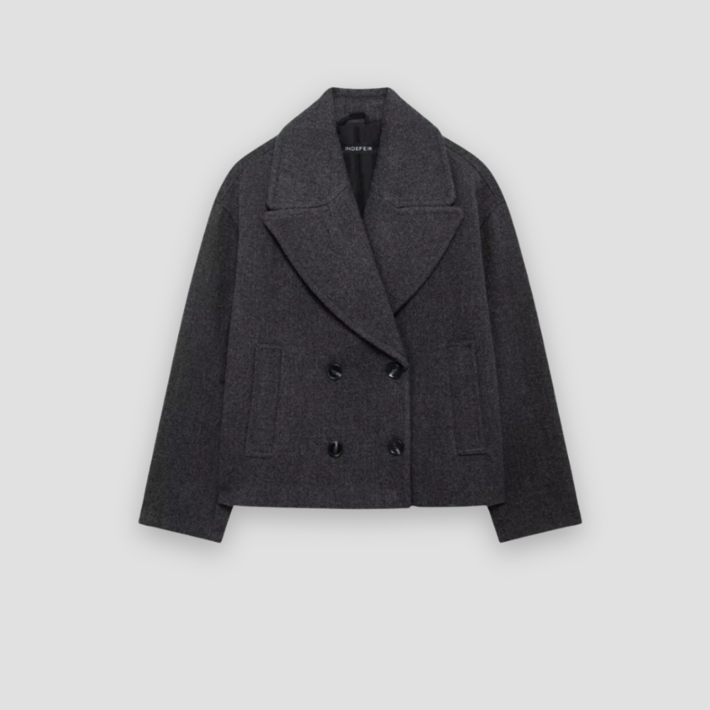 Badhie | Women’s Peacoat Wool Blend Double-Breasted Jacket