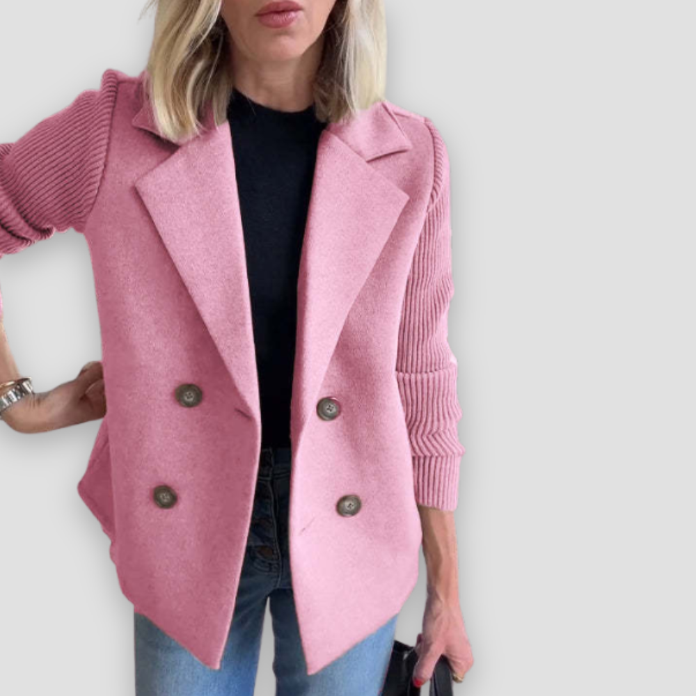 Badhie | Women’s Double-Breasted Knit Sleeve Blazer