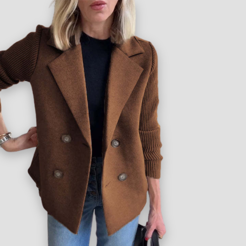 Badhie | Women’s Double-Breasted Knit Sleeve Blazer