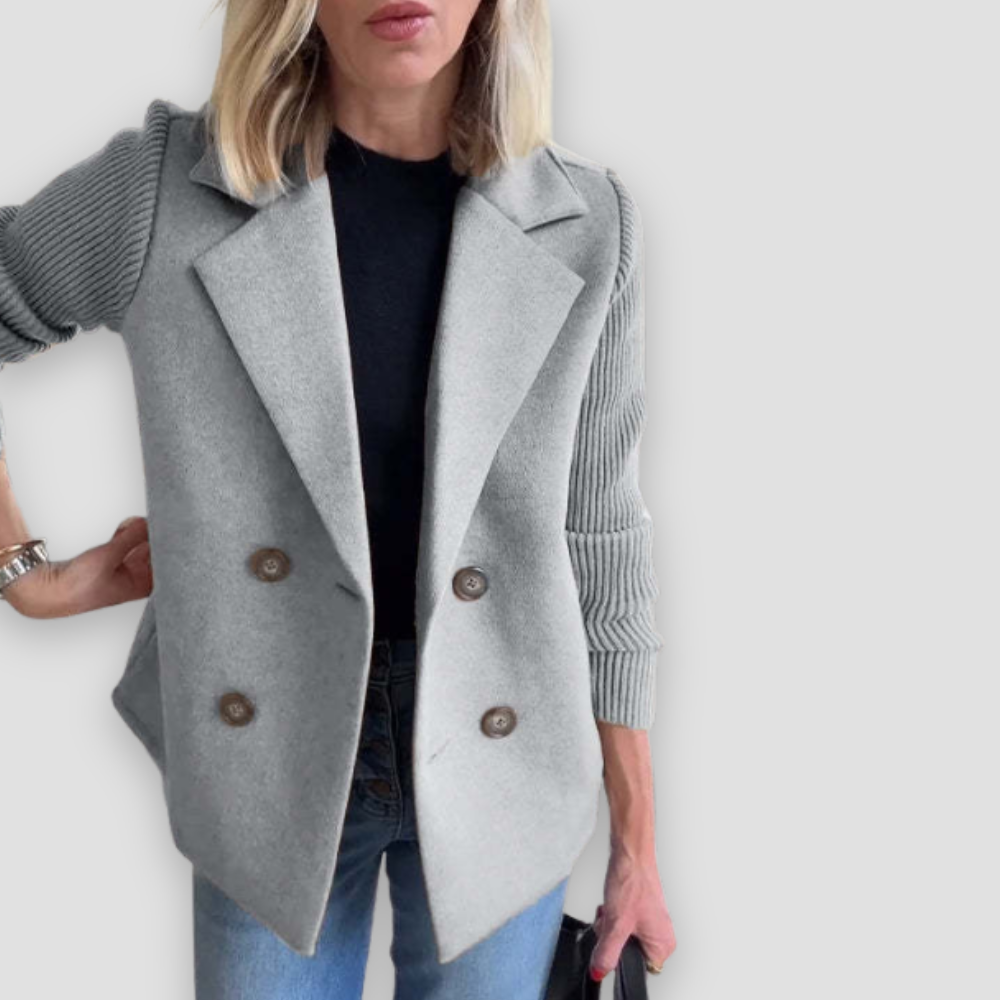 Badhie | Women’s Double-Breasted Knit Sleeve Blazer