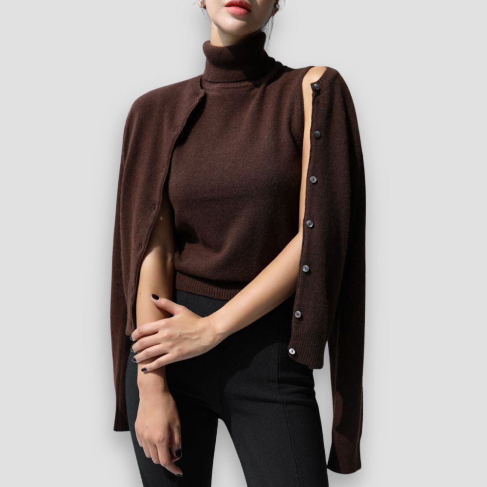 Badhie | Women’s Sleeveless Turtleneck & Cardigan Set