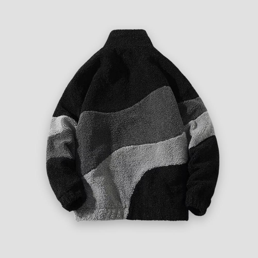 Badhie | Women’s Winter Jacket Colorblock Plush Zip-Up Coat