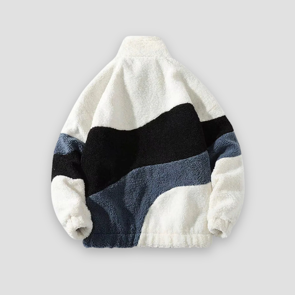 Badhie | Women’s Winter Jacket Colorblock Plush Zip-Up Coat