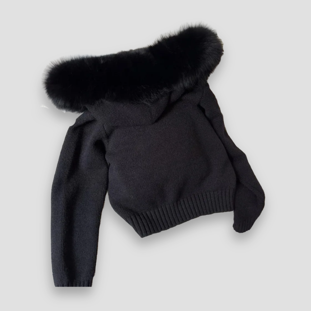 Badhie | Women’s Knit Zip-Up Hoodie with Faux Fur Trim