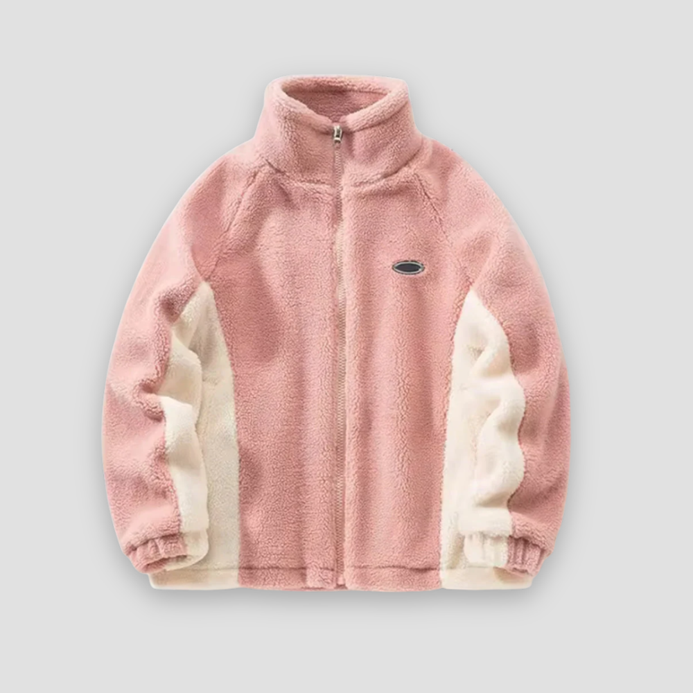 Badhie | Women’s Winter Jacket Colorblock Plush Zip-Up Coat