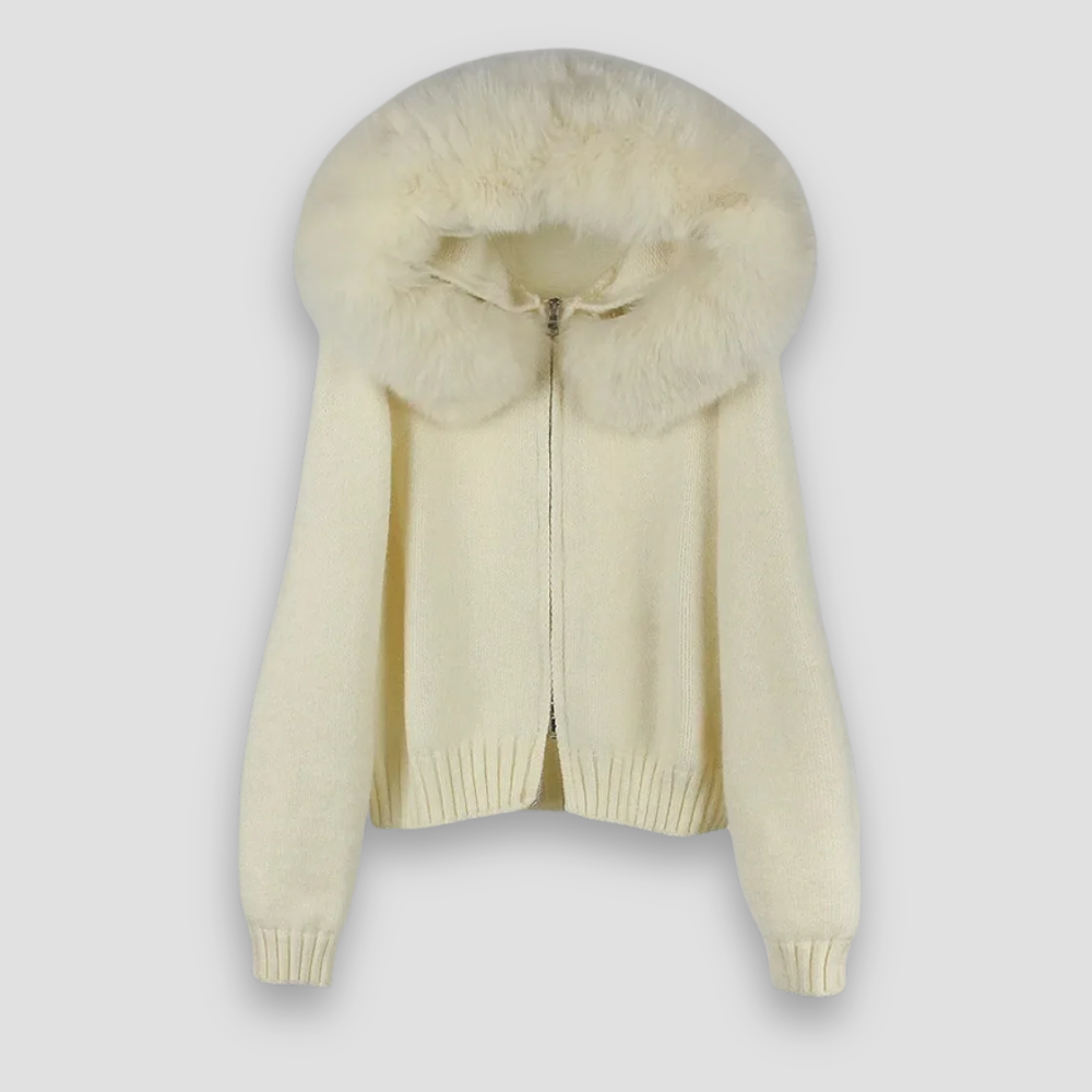 Badhie | Women’s Luxe Fur-Trim Hooded Knit Cardigan