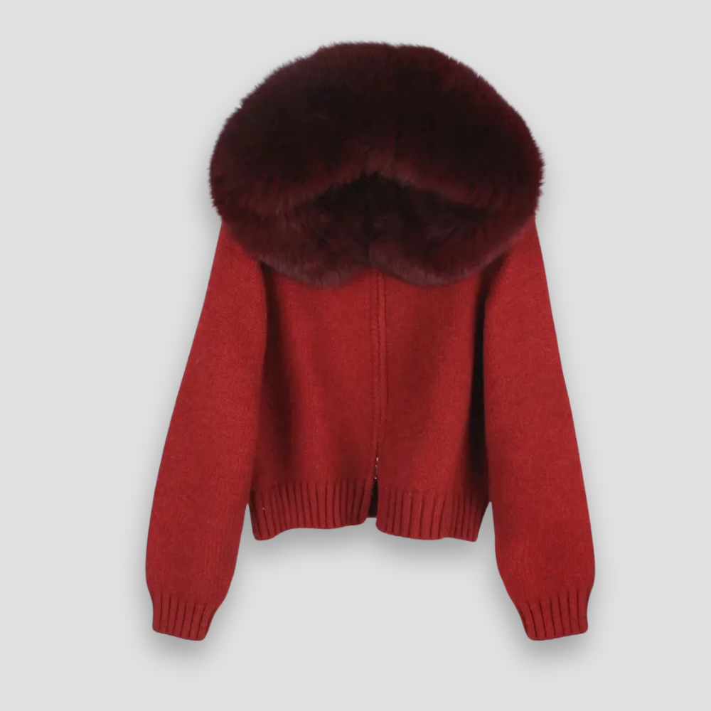 Badhie | Women’s Luxe Fur-Trim Hooded Knit Cardigan