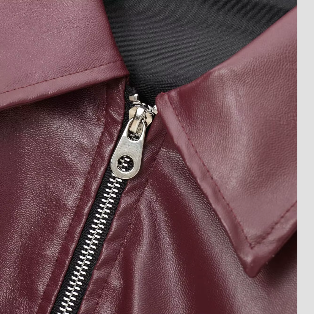Badhie | Women’s Winter Leather Zip-Up Jacket