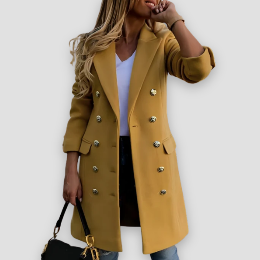 Badhie | Women’s Long Winter Jacket Structured Double-Breasted Military Coat