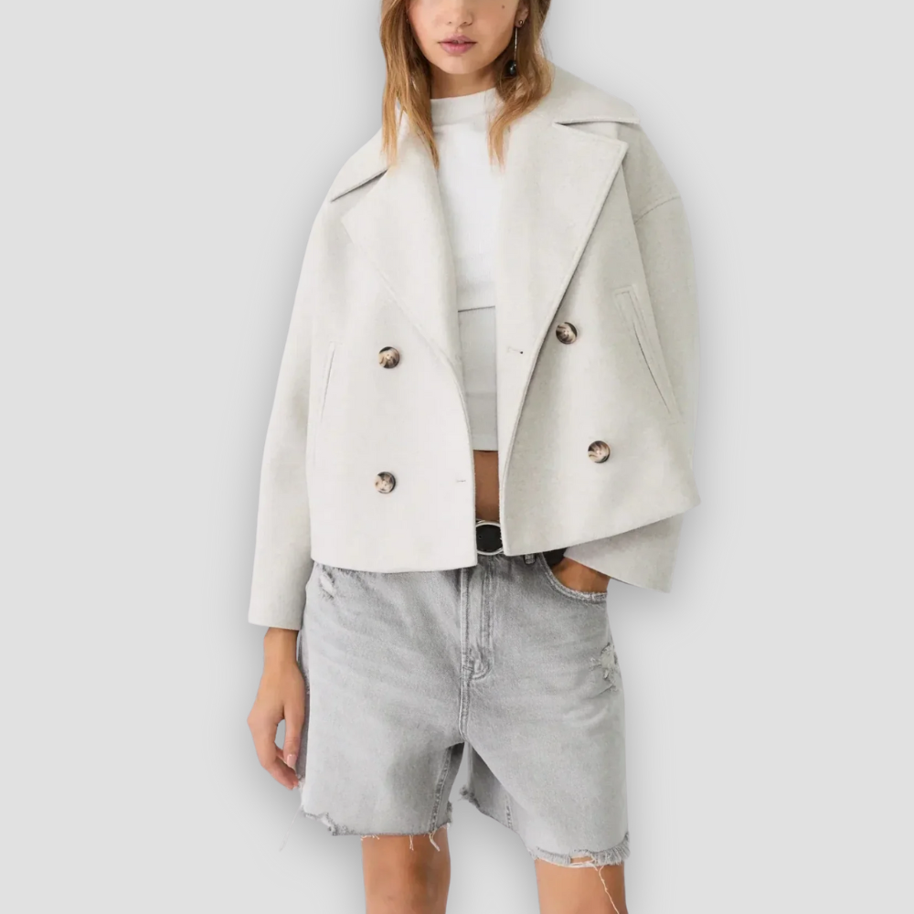 Badhie | Women’s Winter Jacket Cropped Double-Breasted Wool Coat