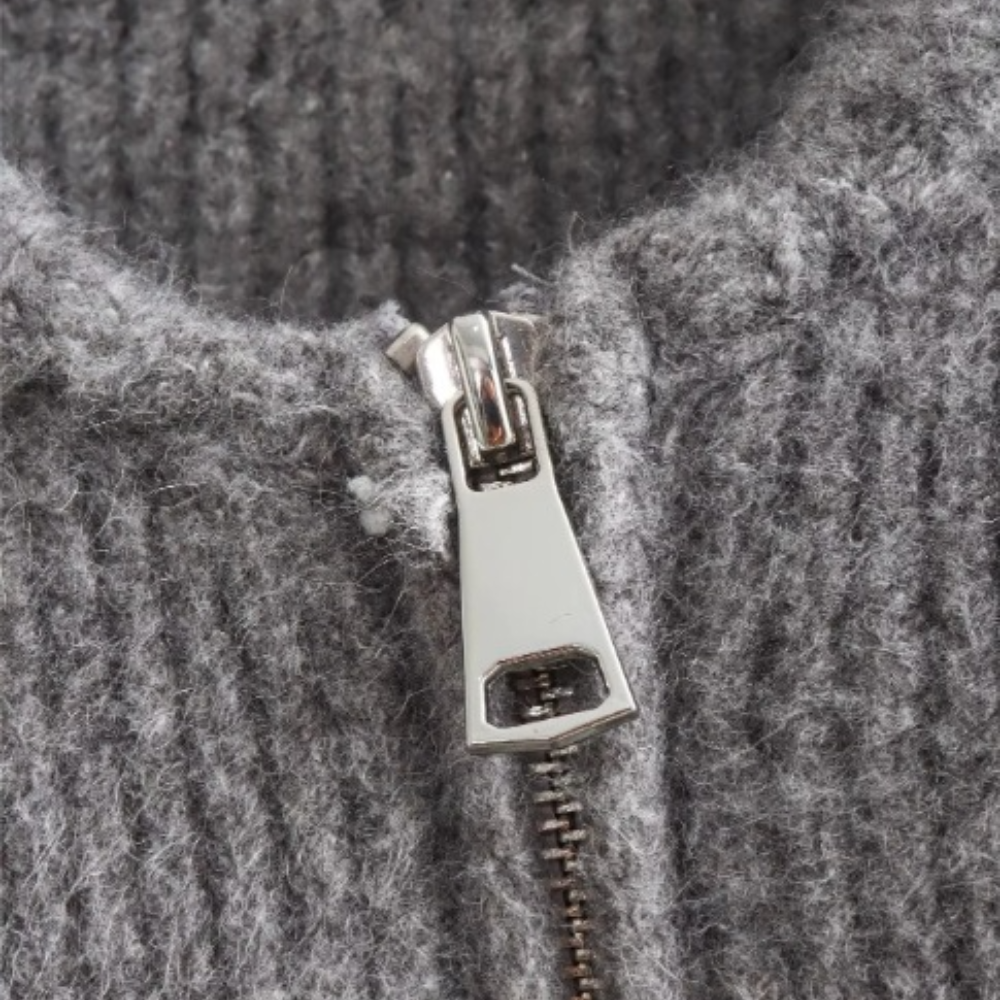 Badhie | Women's Jumper Cozy Zip-Up Ribbed Knit Sweater