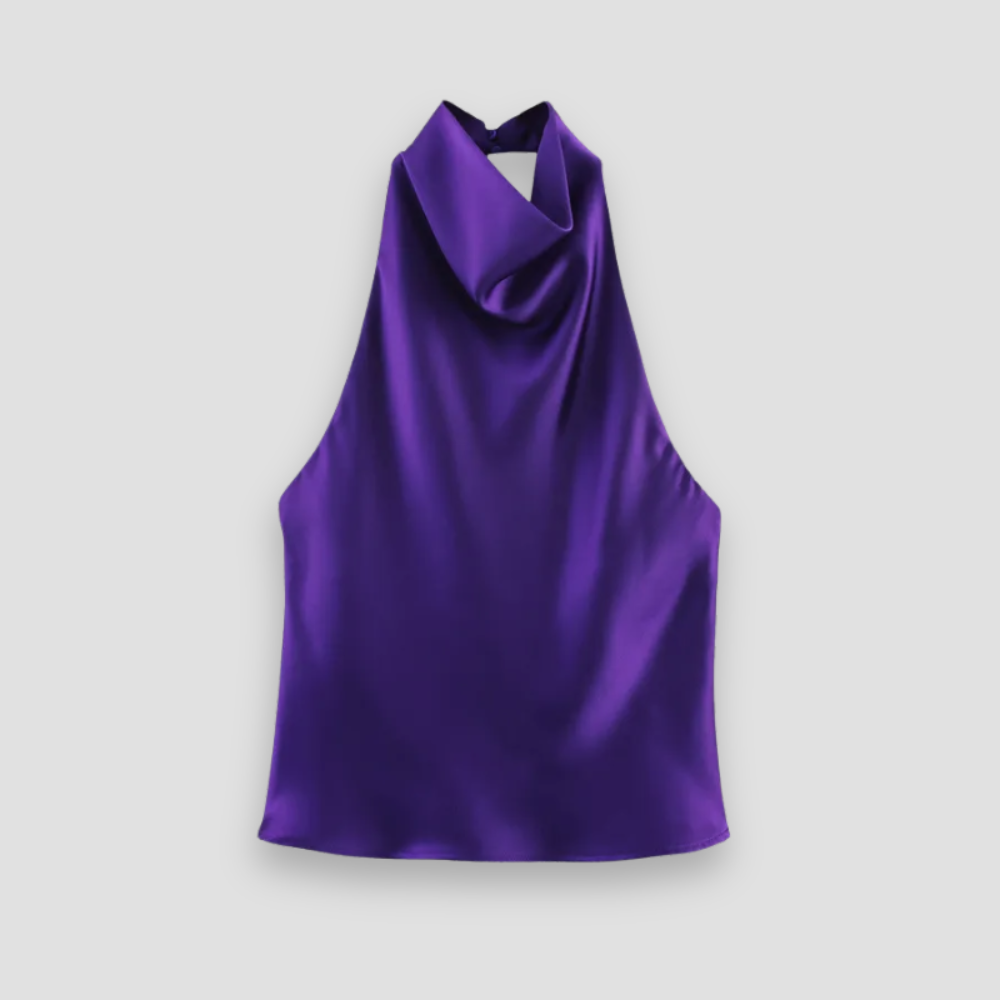 Badhie | Women's Satin Cowl-Neck Halter Top