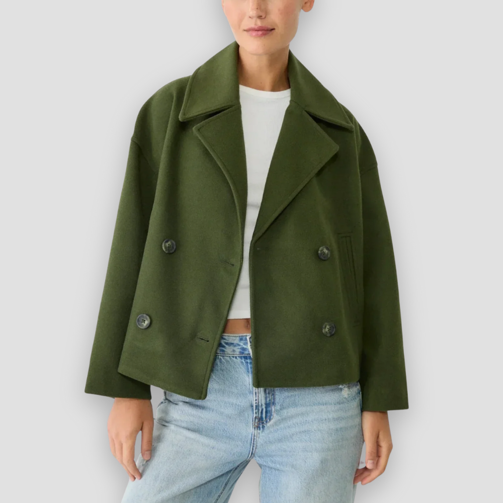Badhie | Women’s Winter Jacket Cropped Double-Breasted Wool Coat