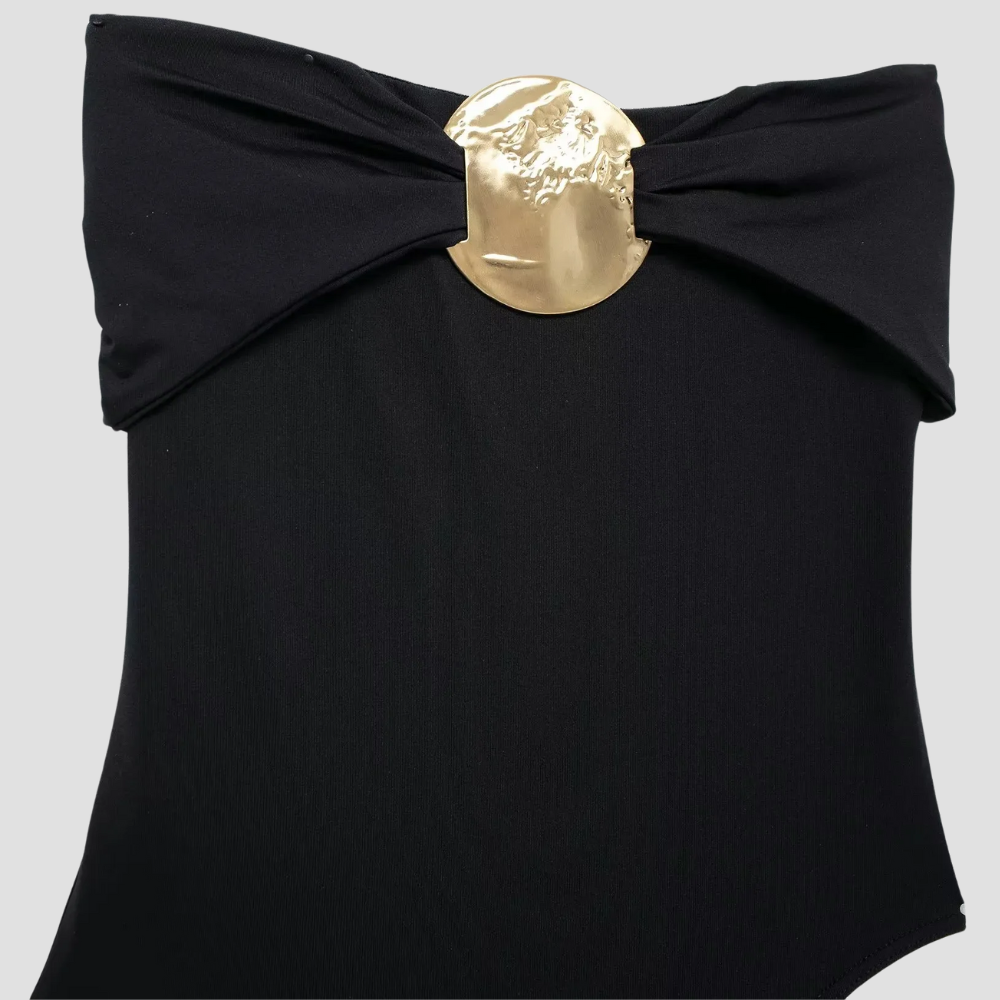Badhie | Women's Luxe Bow Bodysuit with Gold Hardware