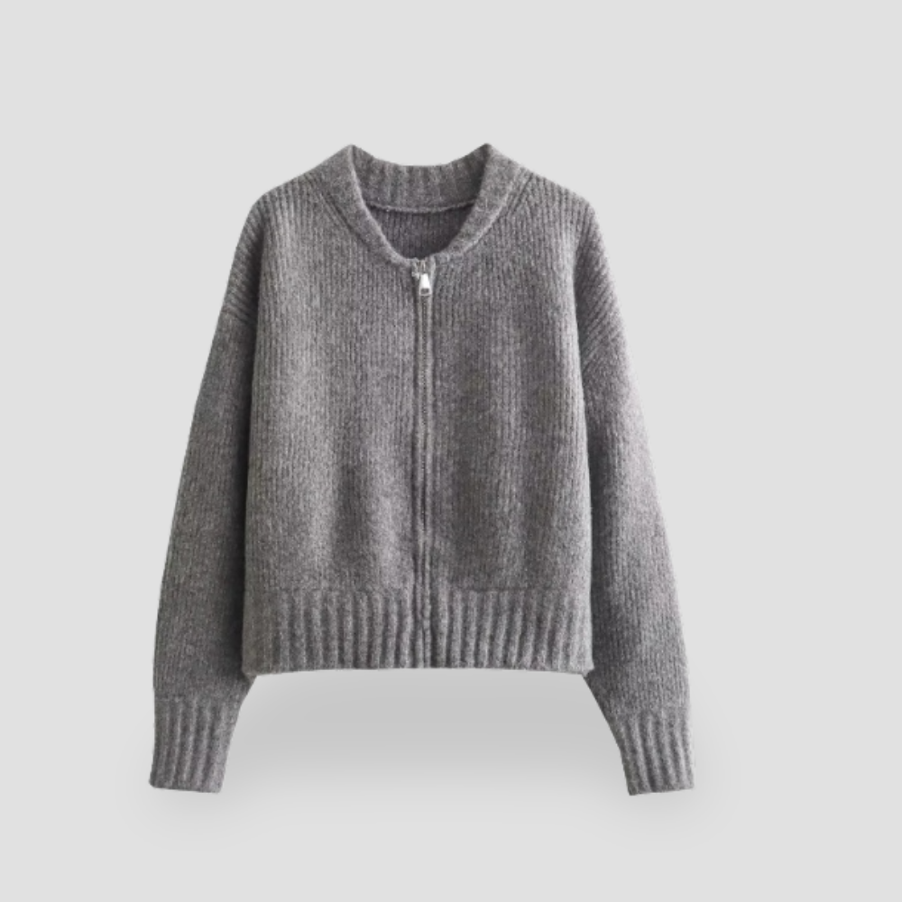 Badhie | Women's Jumper Cozy Zip-Up Ribbed Knit Sweater