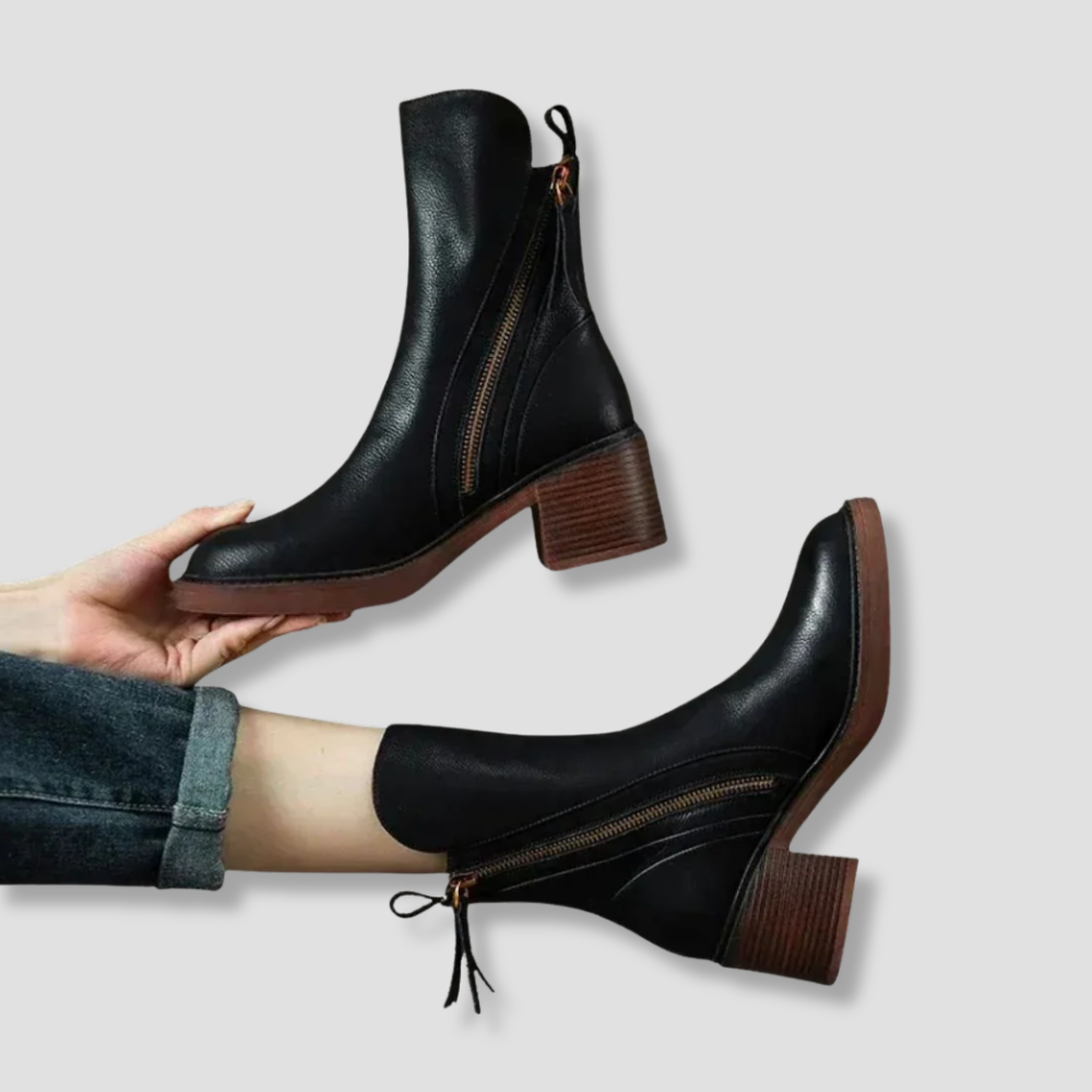 Badhie | Women’s Classic Zip Leather Ankle Boots