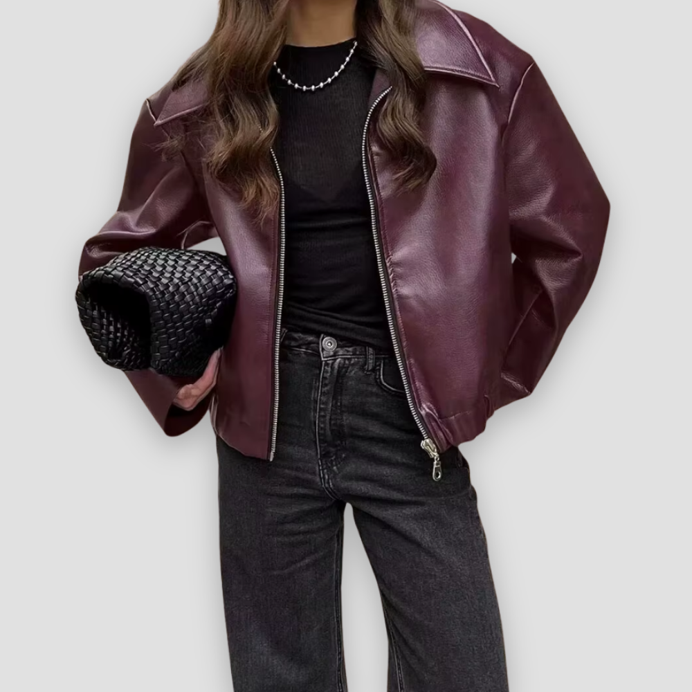 Badhie | Women’s Winter Leather Zip-Up Jacket