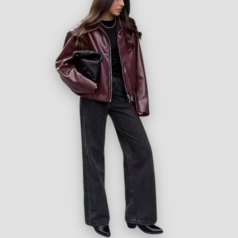 Badhie | Women’s Winter Leather Zip-Up Jacket