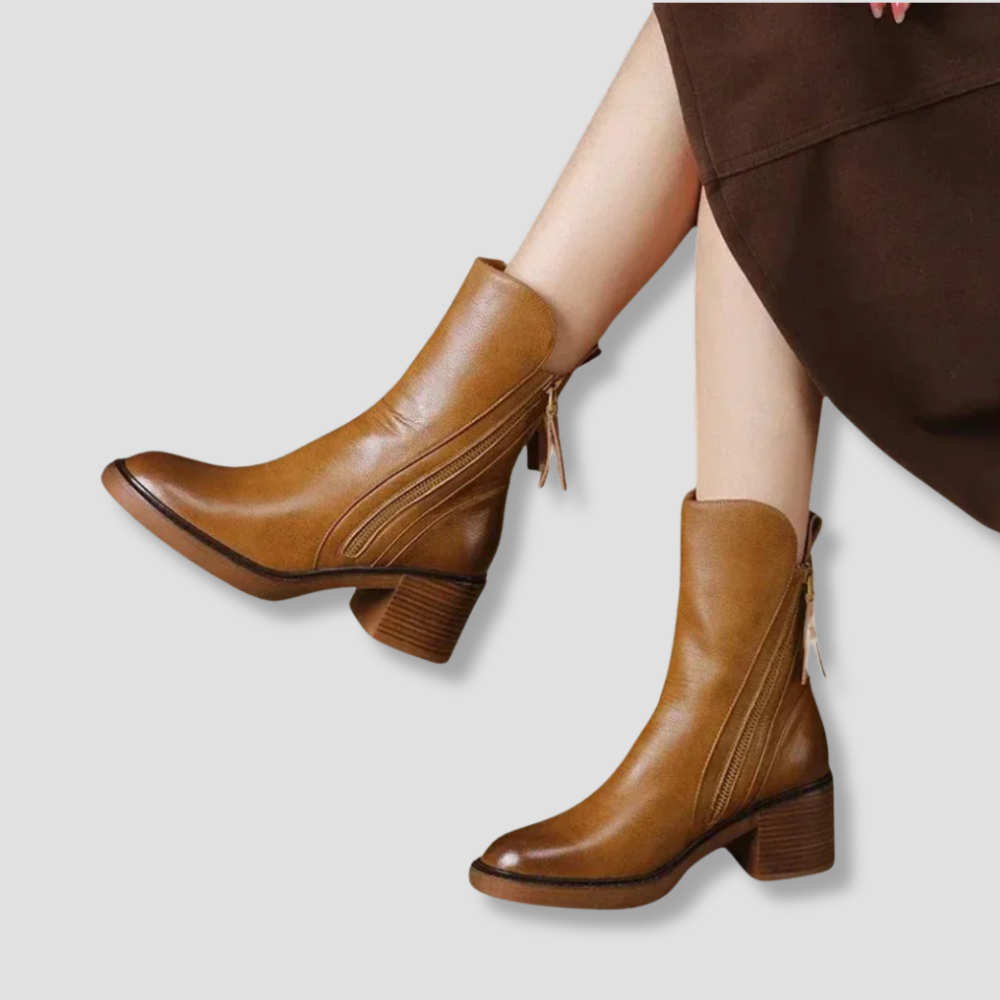 Badhie | Women’s Classic Zip Leather Ankle Boots