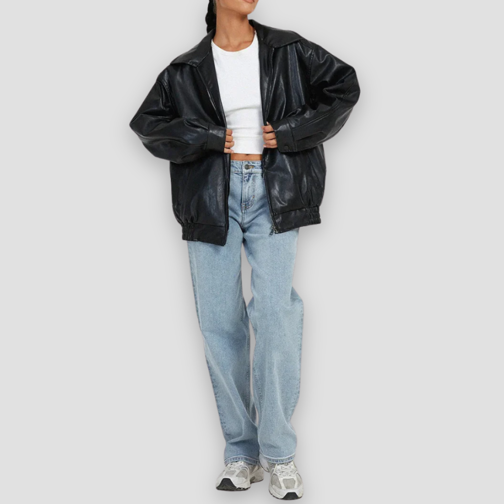 Badhie | Women’s Oversized Faux Leather Jacket
