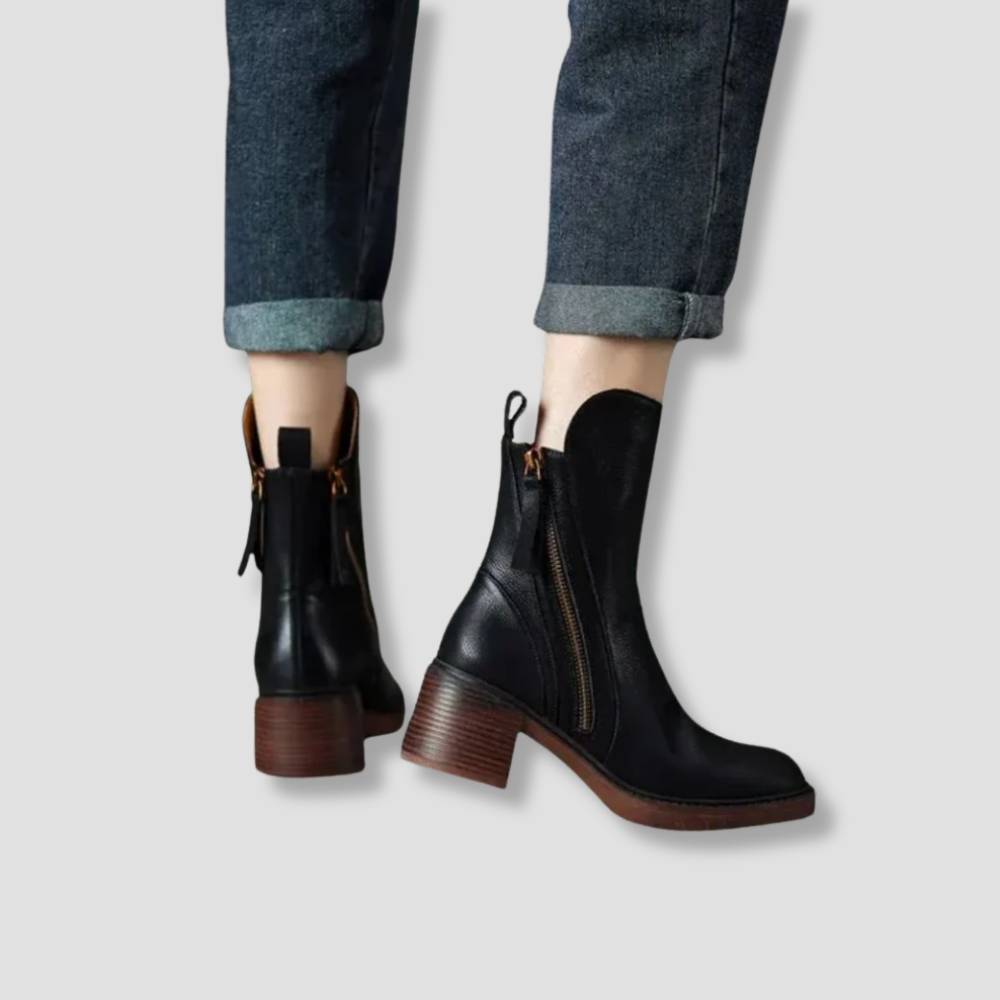 Badhie | Women’s Classic Zip Leather Ankle Boots