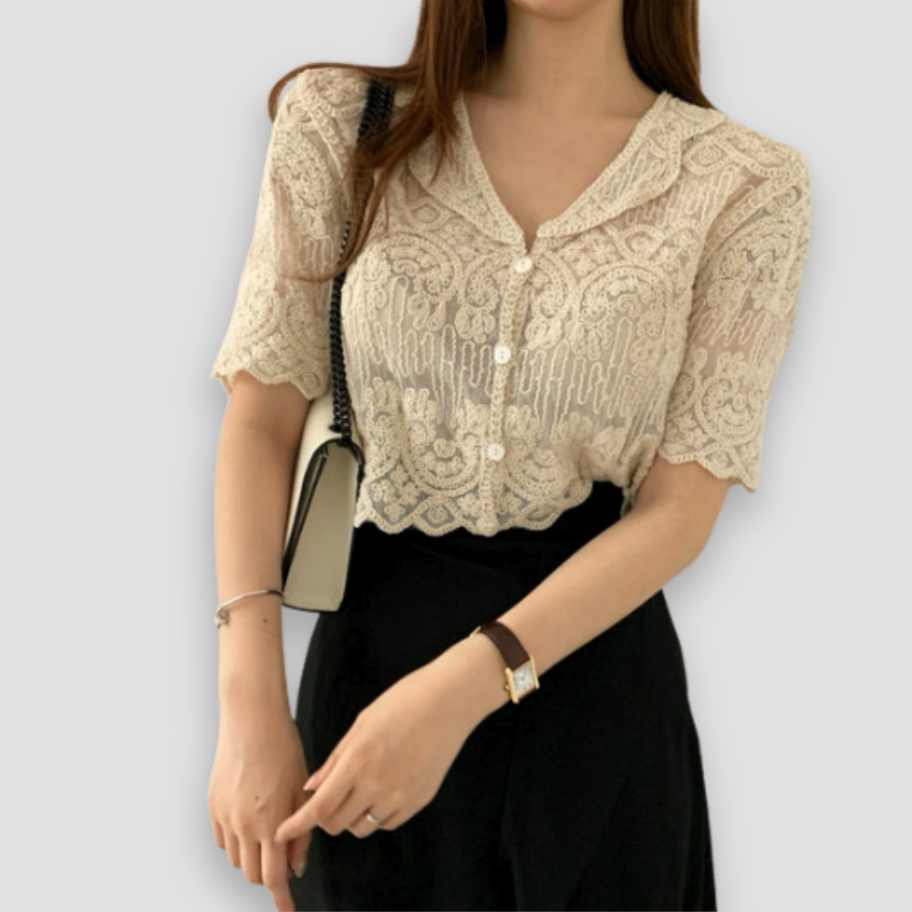 Badhie | Women’s Vintage-Inspired Lace Button-Up Blouse